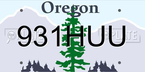 931HUU Oregon License Plate
