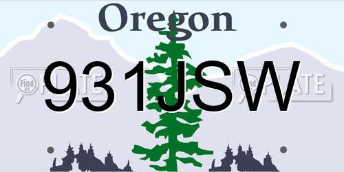931JSW Oregon License Plate