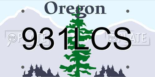 931LCS Oregon License Plate