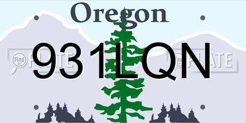931LQN Oregon License Plate