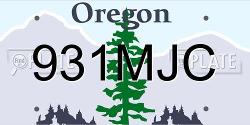 931MJC Oregon License Plate
