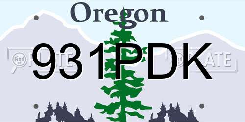 931PDK Oregon License Plate