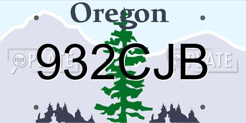 932CJB Oregon License Plate