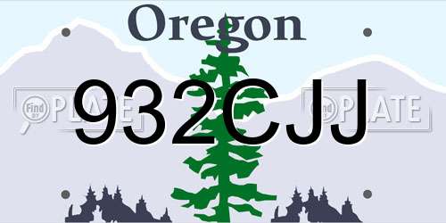 932CJJ Oregon License Plate