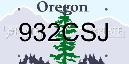 932CSJ Oregon License Plate