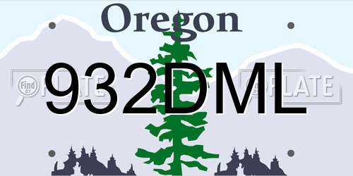 932DML Oregon License Plate