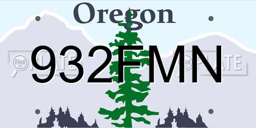 932FMN Oregon License Plate