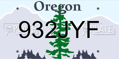 932JYF Oregon License Plate