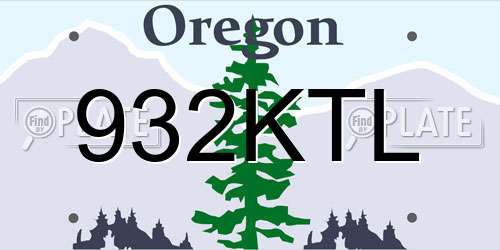 932KTL Oregon License Plate
