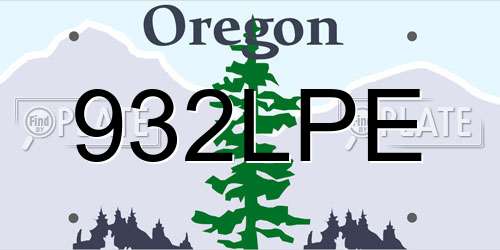 932LPE Oregon License Plate
