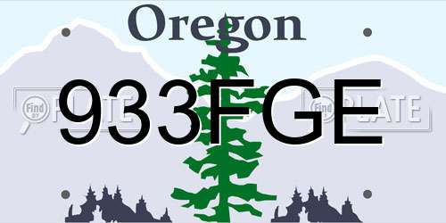 933FGE Oregon License Plate