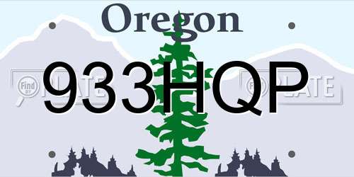 933HQP Oregon License Plate