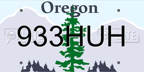 933HUH Oregon License Plate