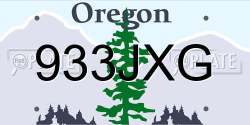 933JXG Oregon License Plate
