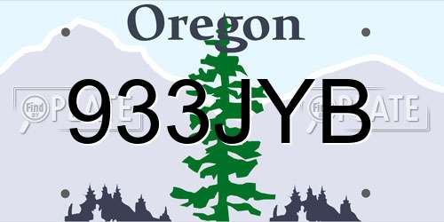 933JYB Oregon License Plate