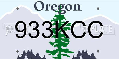 933KCC Oregon License Plate