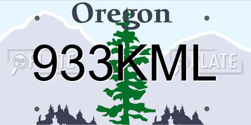 933KML Oregon License Plate