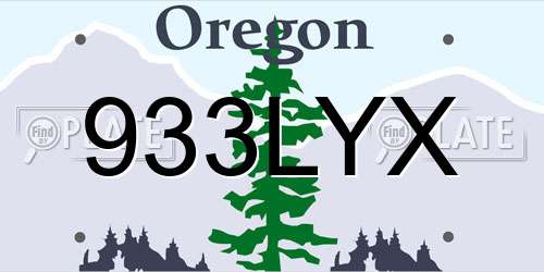 933LYX Oregon License Plate