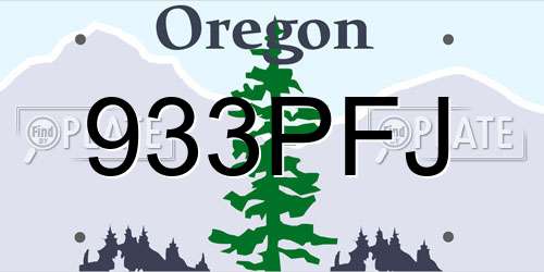 933PFJ Oregon License Plate