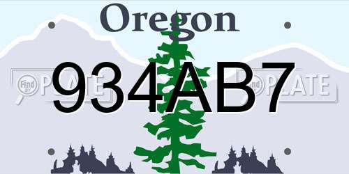 934AB7 Oregon License Plate