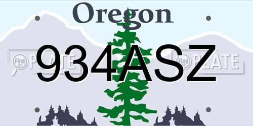 934ASZ Oregon License Plate