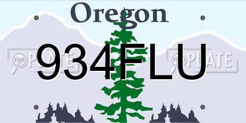 934FLU Oregon License Plate