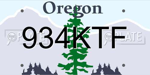 934KTF Oregon License Plate