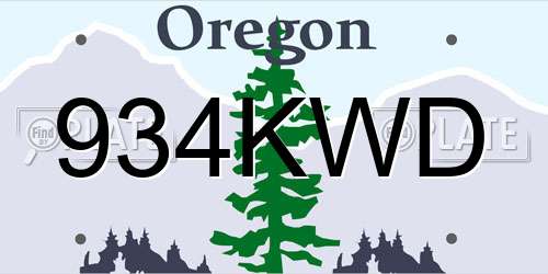 934KWD Oregon License Plate