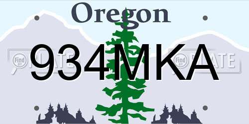 934MKA Oregon License Plate
