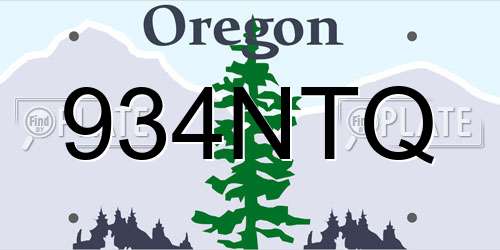 934NTQ Oregon License Plate