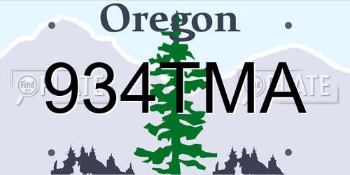 934TMA Oregon License Plate
