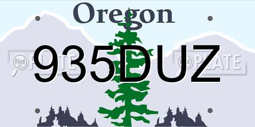 935DUZ Oregon License Plate