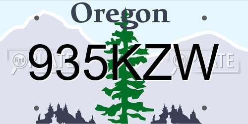 935KZW Oregon License Plate