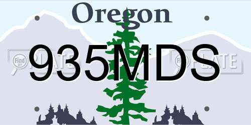 935MDS Oregon License Plate