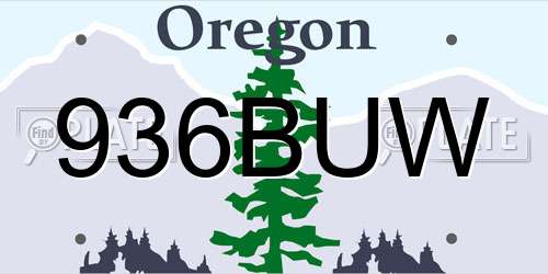 936BUW Oregon License Plate