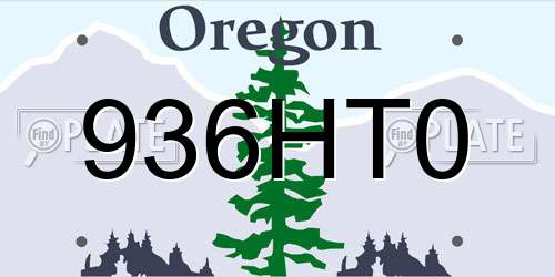 936HT0 Oregon License Plate