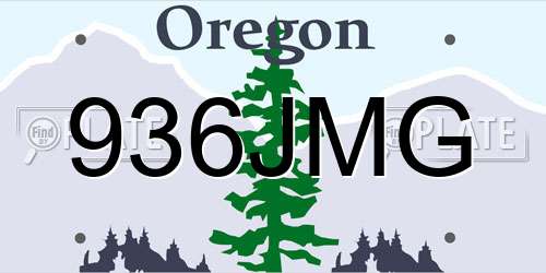 936JMG Oregon License Plate