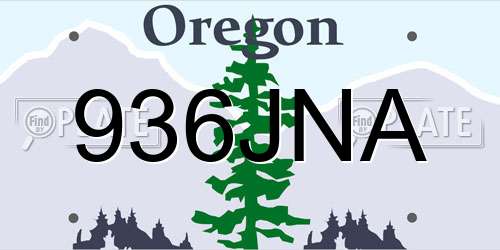 936JNA Oregon License Plate