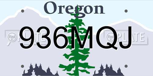 936MQJ Oregon License Plate