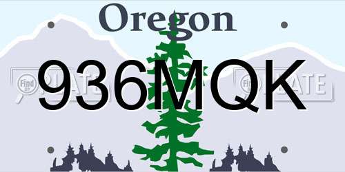 936MQK Oregon License Plate