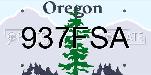 937FSA Oregon License Plate