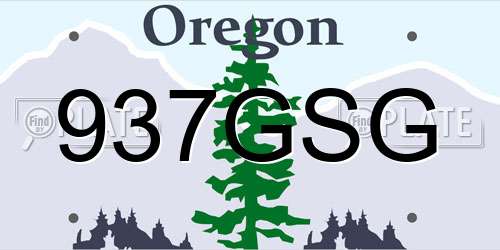 937GSG Oregon License Plate