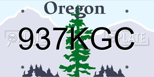 937KGC Oregon License Plate