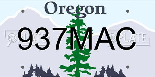 937MAC Oregon License Plate