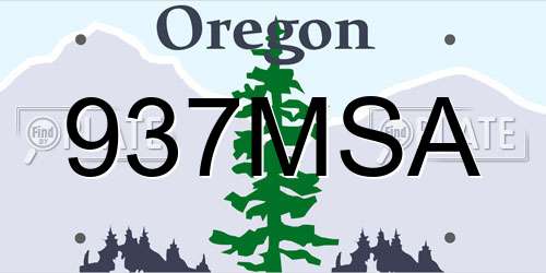 937MSA Oregon License Plate