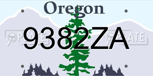 9382ZA Oregon License Plate