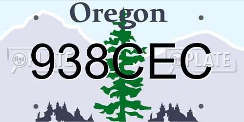 938CEC Oregon License Plate