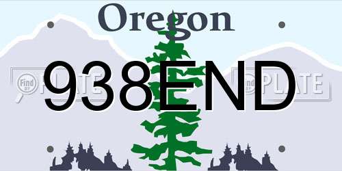 938END Oregon License Plate