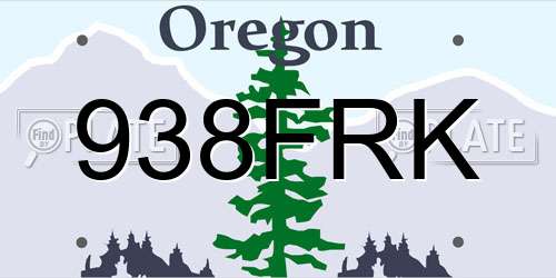 938FRK Oregon License Plate