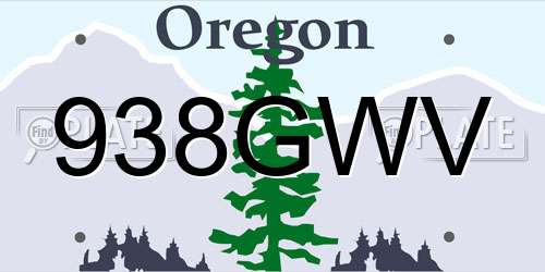938GWV Oregon License Plate
